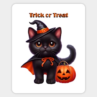 Trick or Treat Black Kitten Sticker